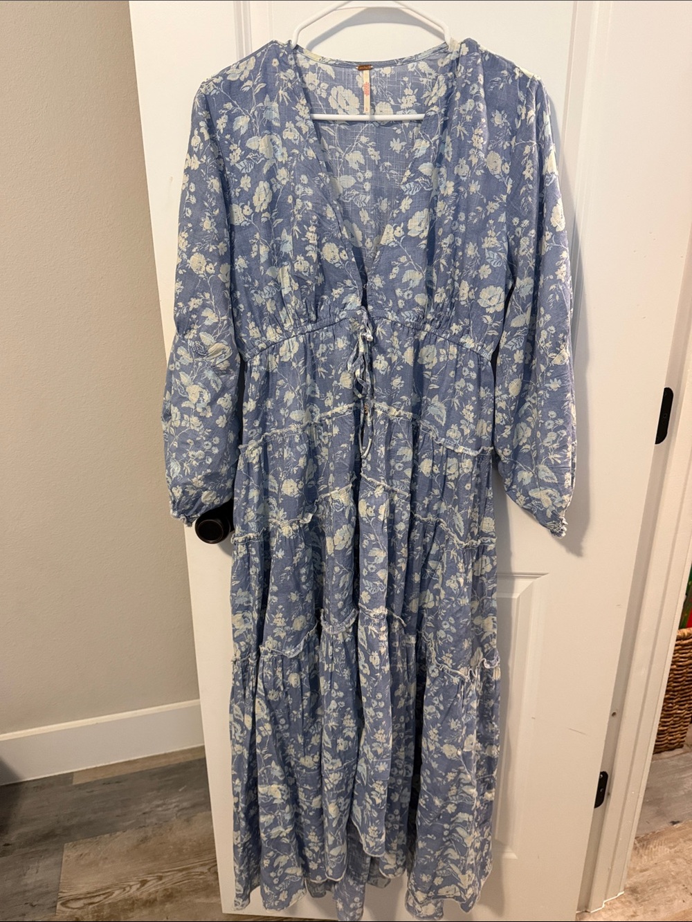 Blue Floral Tiered Maxi Dress from Free People- Free People Pappiet midi dress